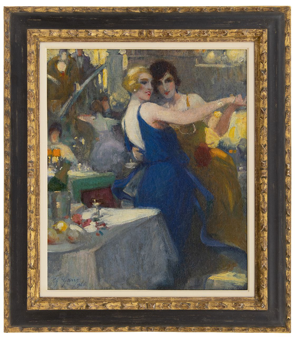 Garry C.  | Charley Garry, Twee dansende vrouwen, olieverf op doek 46,4 x 38,5 cm, gesigneerd linksonder en gedateerd 1920