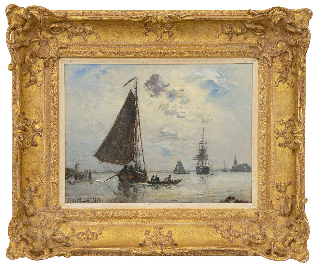 Jongkind J.B. | Johan Barthold Jongkind, Sortie de Port en Hollande, olieverf op doek 24,4 x 32,7 cm, gesigneerd linksonder en gedateerd 1870 Jongkind J.B. | Johan Barthold Jongkind, Sortie de Port en Hollande, olieverf op doek 24,4 x 32,7 cm, gesigneerd linksonder en gedateerd 1870