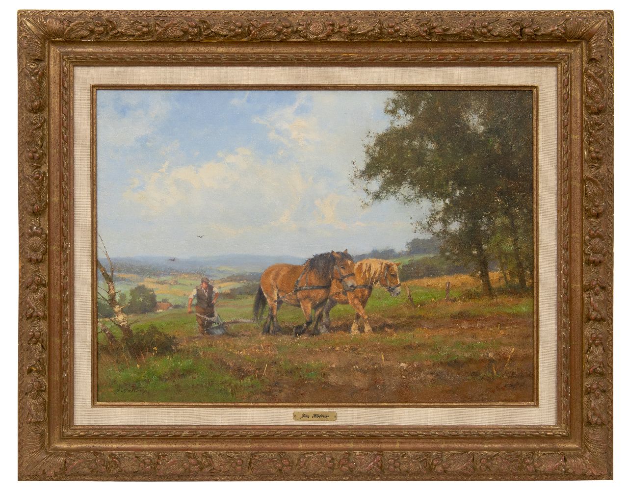 Holtrup J.  | Jan Holtrup | Schilderijen te koop aangeboden | Ploegende boer bij Groesbeek, olieverf op doek 50,1 x 69,9 cm, gesigneerd linksonder