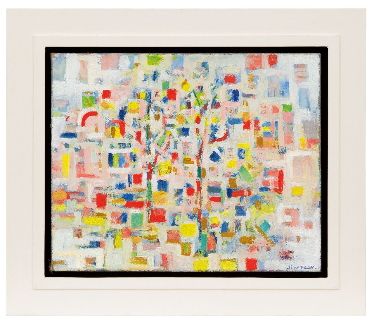 Baan J.L. van der | 'Jan' Lucas van der Baan, Abstractie van boom, olieverf op doek 40,3 x 50,0 cm, gesigneerd rechtsonder en gedateerd '80