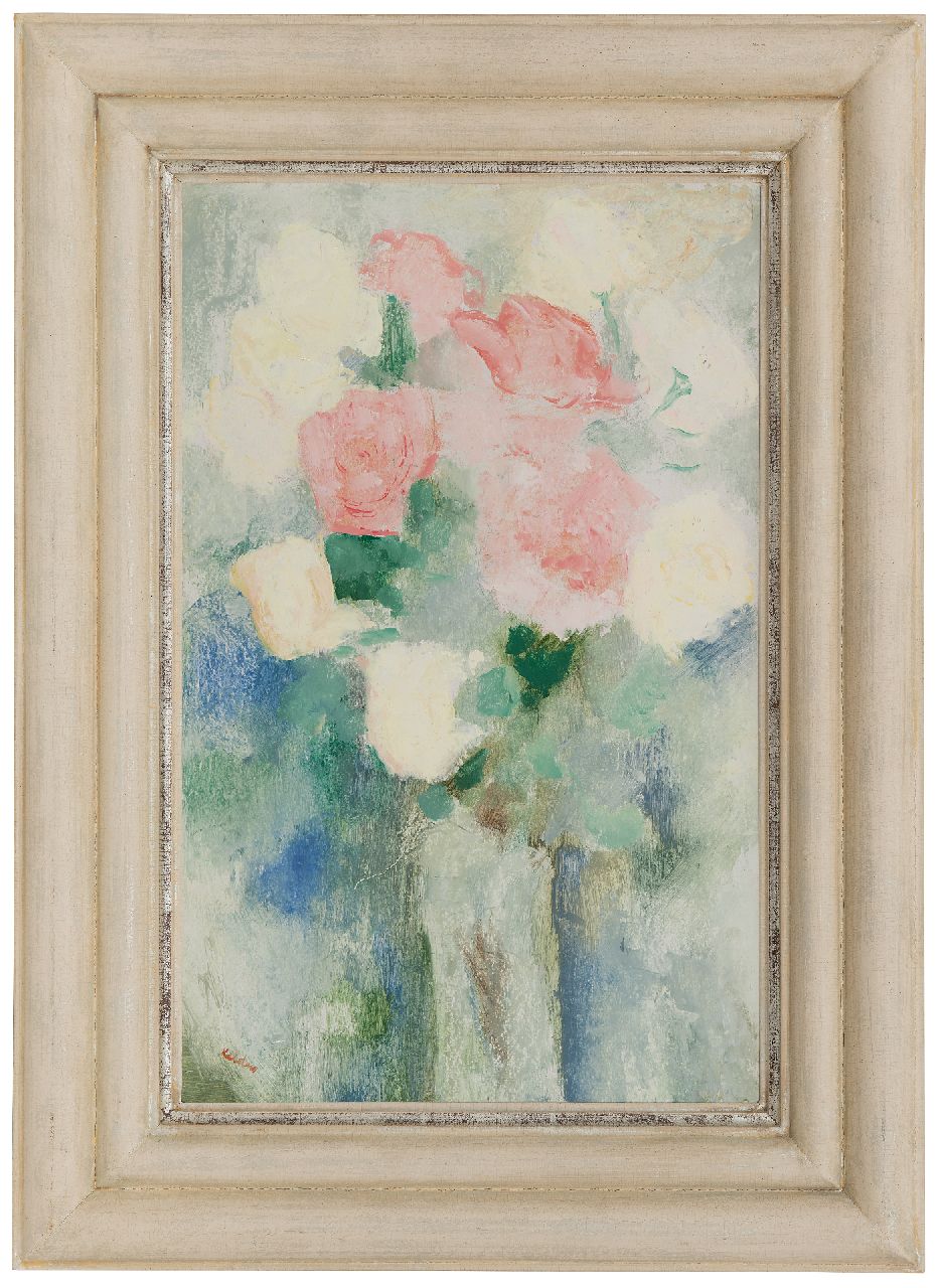 Kelder A.B.  | Antonius Bernardus 'Toon' Kelder | Schilderijen te koop aangeboden | Stilleven met rozen, olieverf op board 52,1 x 33,2 cm, gesigneerd linksonder