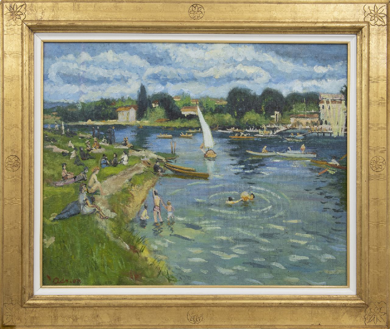Adrion L.  | Lucien Adrion | Schilderijen te koop aangeboden | Zondag aan het meer, olieverf op doek 73,0 x 92,2 cm, gesigneerd linksonder