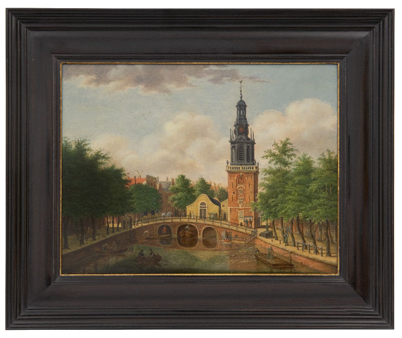Zijderveld W.  | Willem Zijderveld | Schilderijen te koop aangeboden | Stadsgezicht met een gracht en kerktoren (pendant van 23142), olieverf op paneel 25,6 x 33,4 cm, gesigneerd linksonder (vaag)
