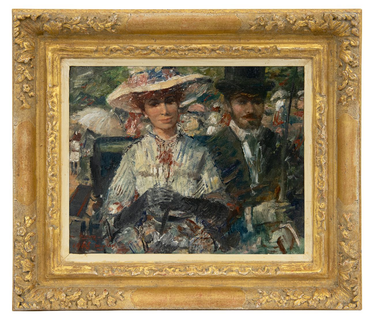 Meyer-Wiegand R.D.  | Rolf Dieter Meyer-Wiegand, Middagrit in het park, olieverf op paneel 24,0 x 30,0 cm, gesigneerd linksonder en gedateerd 1965