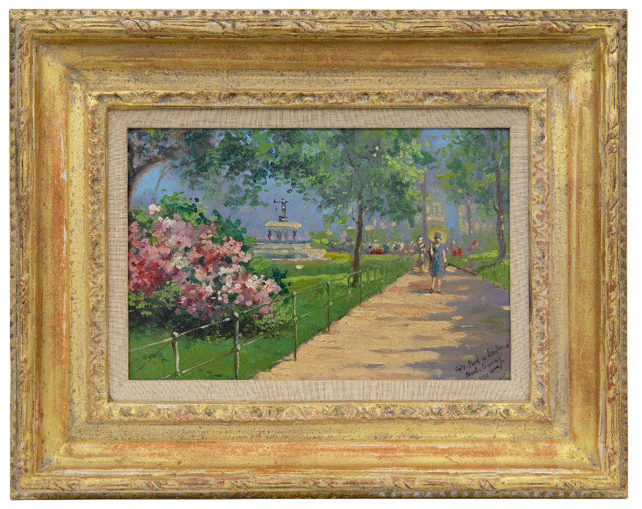 Conway II Ch.  | Charles Conway II, Hyde Park in Londen, olieverf op board 19,6 x 29,5 cm, gesigneerd rechtsonder en gedateerd 1924