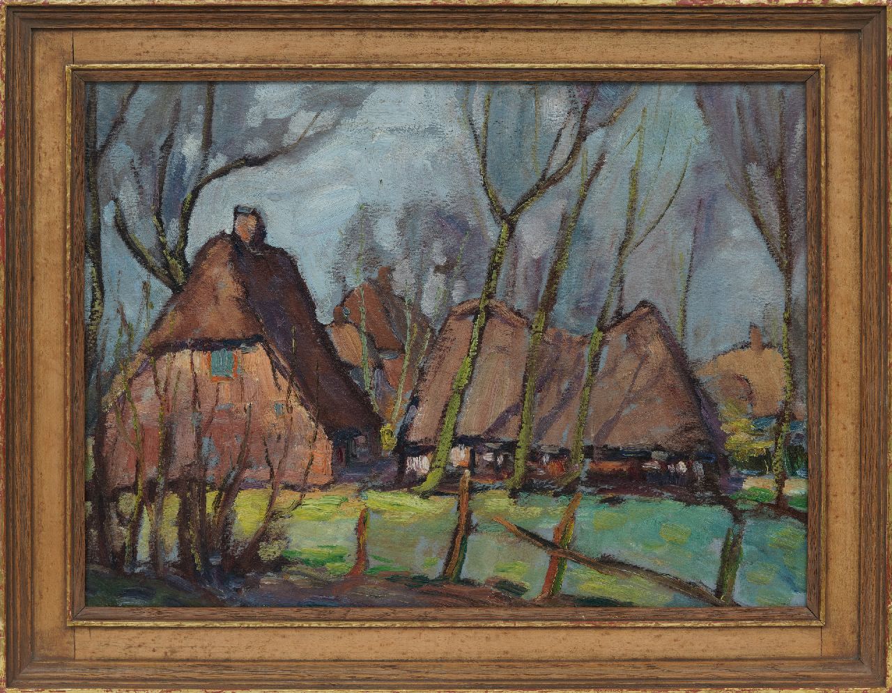 Kruysen J.  | Johannes 'Jan' Kruysen | Schilderijen te koop aangeboden | Boerderijen, olieverf op schildersboard 44,3 x 59,2 cm