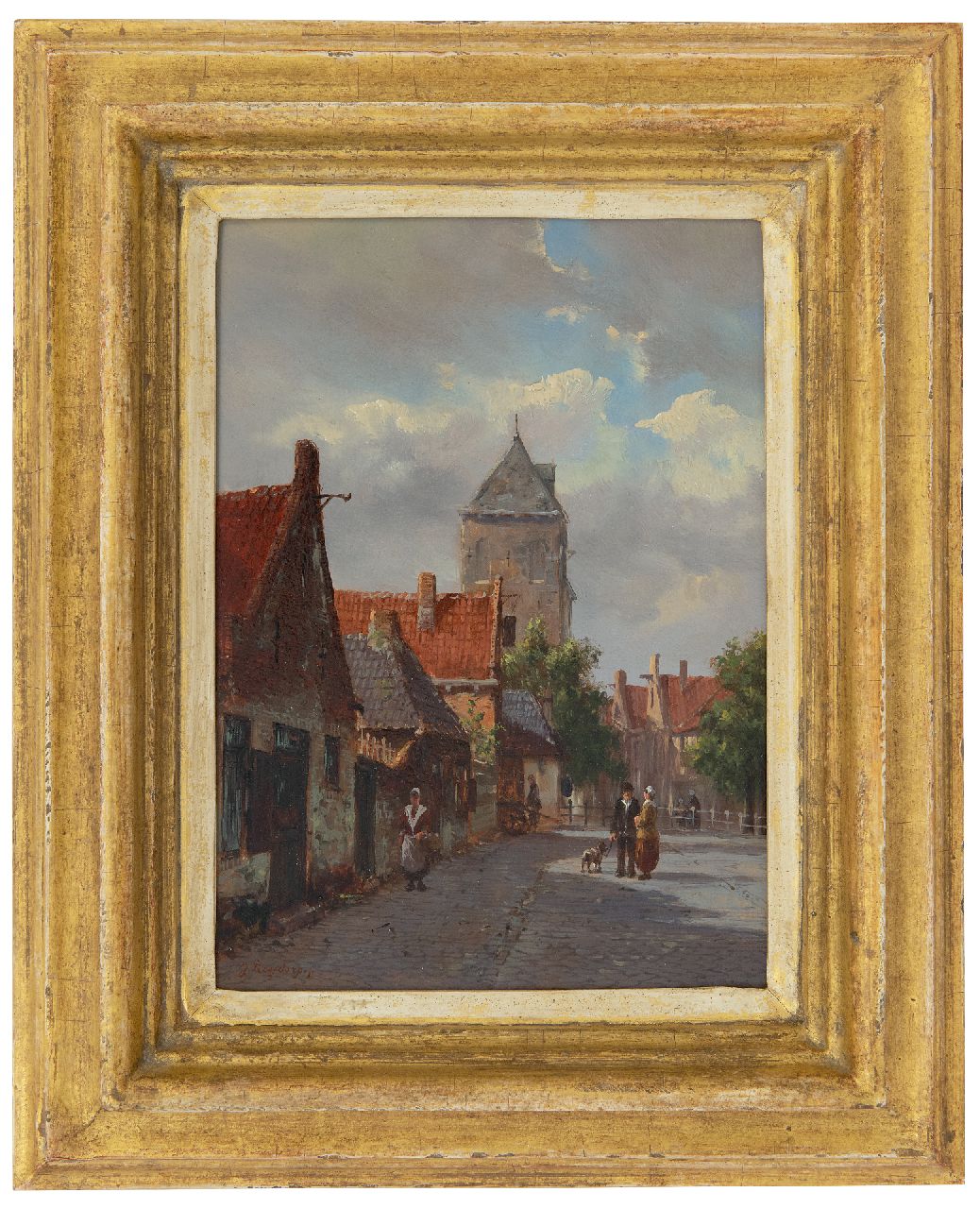 Roosdorp F.  | Frederik Roosdorp | Schilderijen te koop aangeboden | Zonnig straatje, olieverf op paneel 22,0 x 15,8 cm, gesigneerd linksonder