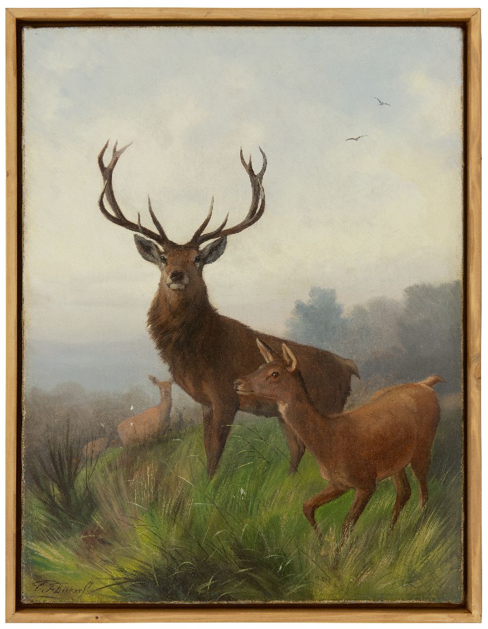 Deiker C.F.  | Carl Friedrich Deiker | Schilderijen te koop aangeboden | Wild op een heuvel, olieverf op doek 48,6 x 37,5 cm, gesigneerd linksonder