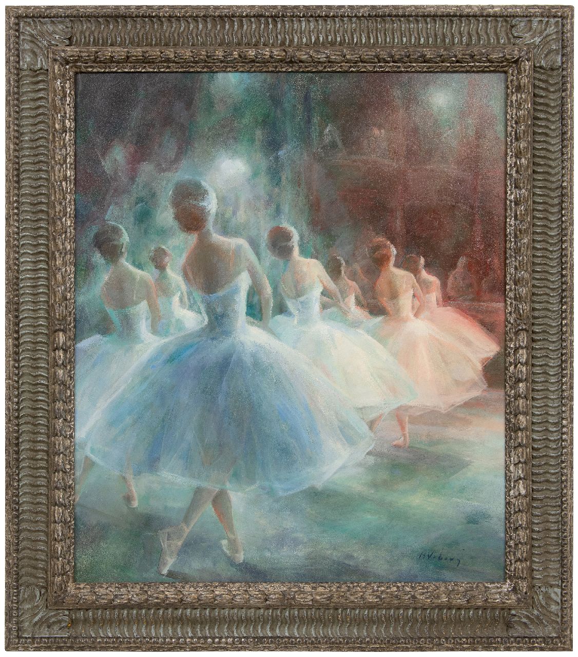 Vrbová-Štefková M.  | Miroslava Vrbová-Štefková | Schilderijen te koop aangeboden | Ballerina's op het toneel, olieverf op board 72,4 x 60,1 cm, gesigneerd rechtsonder