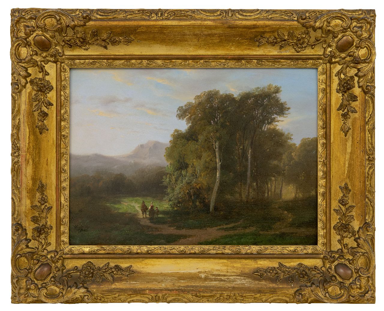 Hanedoes (Toegeschreven aan) L.  | Louwrens Hanedoes (Toegeschreven aan) | Schilderijen te koop aangeboden | Landvolk in een bergachtig landschap    i.o., olieverf op paneel 27,5 x 38,5 cm, gedateerd 1851