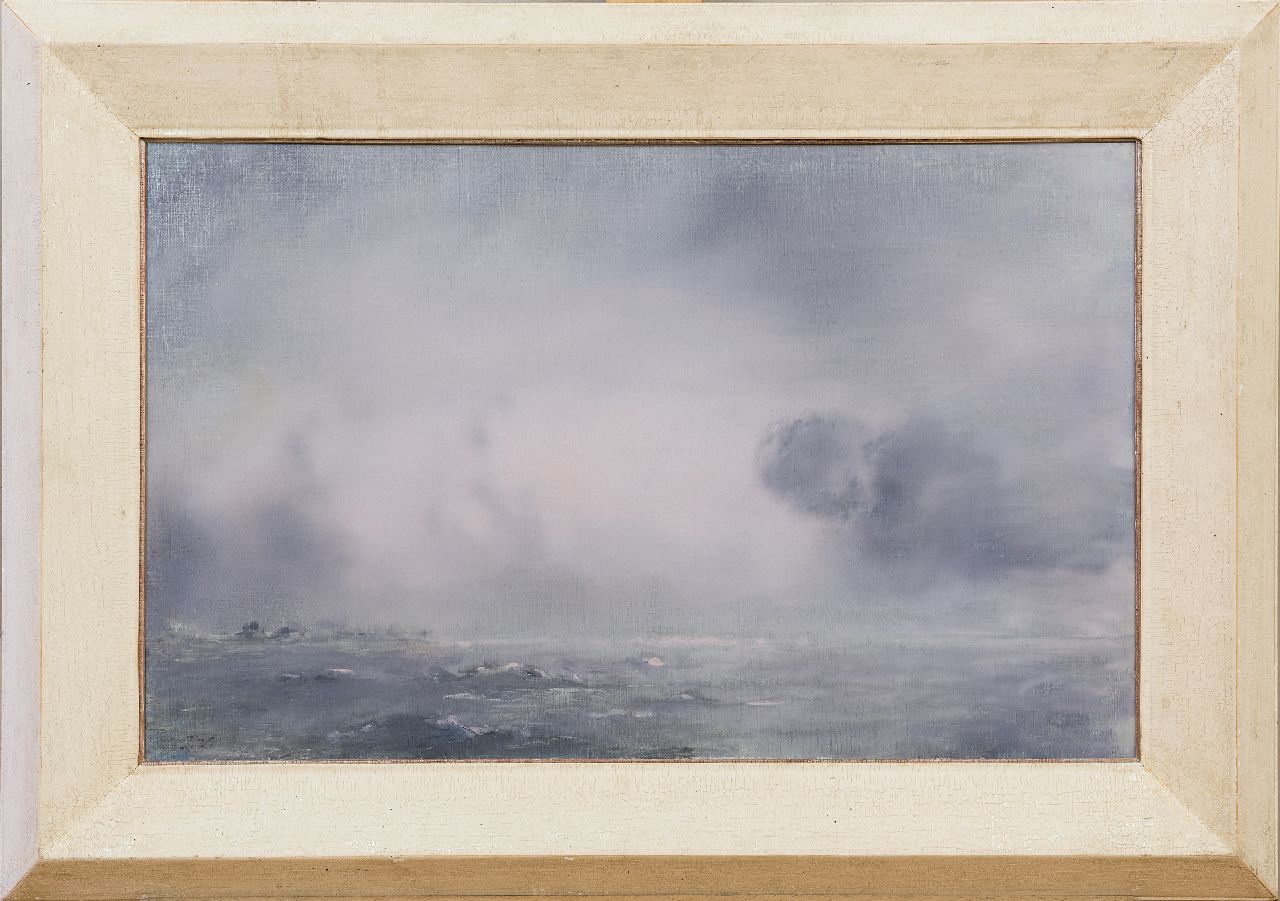 Voerman sr. J.  | Jan Voerman sr., Opkomende bui boven de IJssel, olieverf op doek 38,5 x 61,4 cm, gesigneerd linksonder met initialen