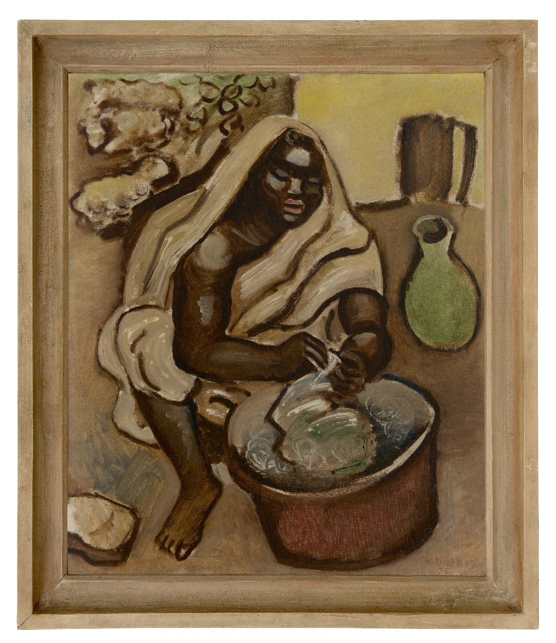 Rees O. van | Otto van Rees | Schilderijen te koop aangeboden | Noord-Afrikaanse vrouw, olieverf op doek 65,7 x 54,5 cm, gesigneerd rechtsonder en gedateerd '35