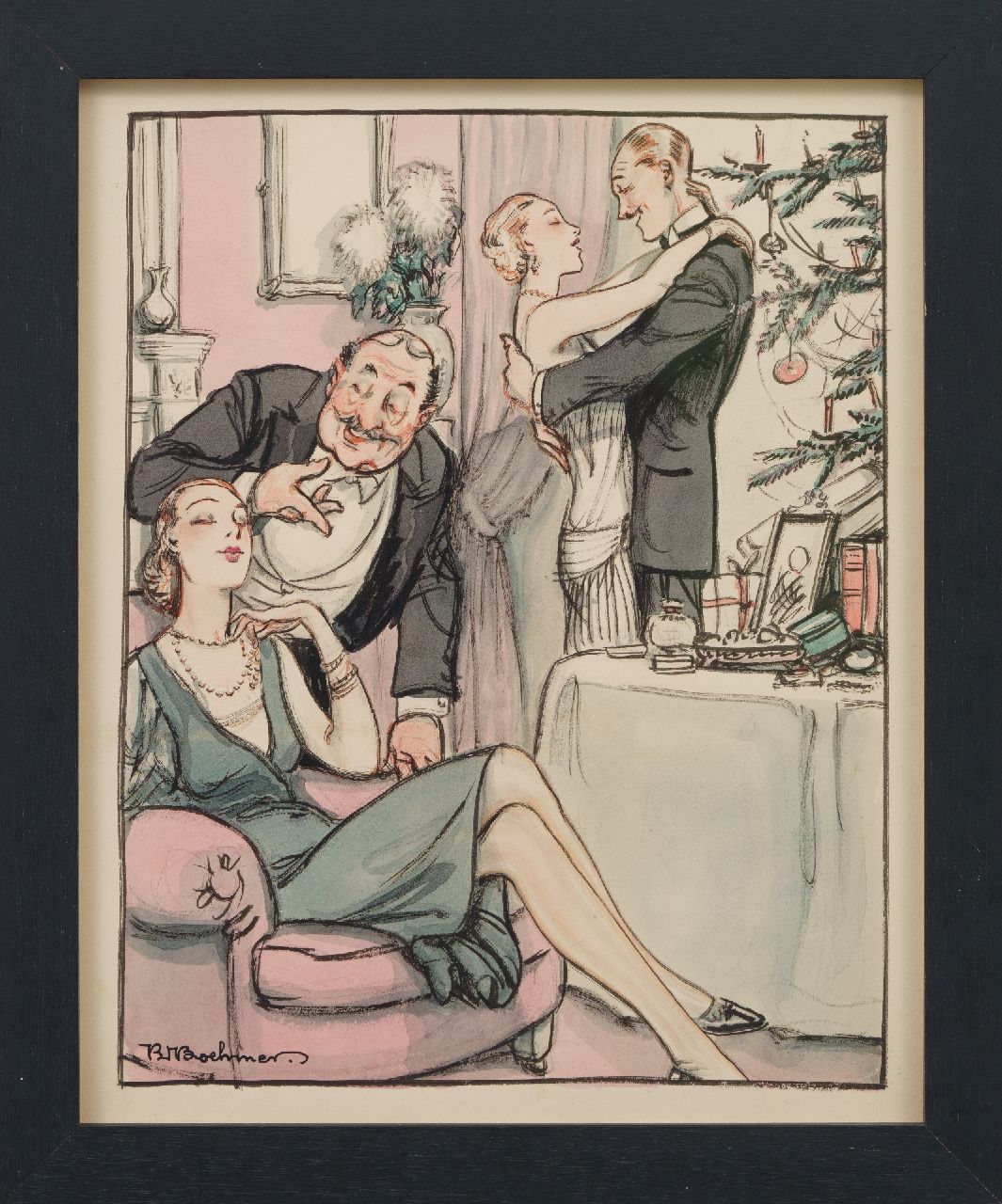 Boehmer K.W.  | Karl Wolfgang Boehmer, Kerstavond, inkt en aquarel op papier 26,6 x 21,0 cm, gesigneerd linksonder