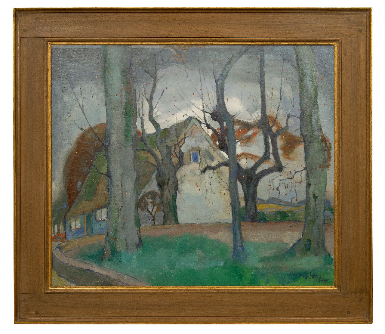 Jong G. de | Gerben 'Germ' de Jong | Schilderijen te koop aangeboden | Boerenhuis in de winter, olieverf op doek 85,8 x 100,7 cm, gesigneerd rechtsonder en gedateerd 1919
