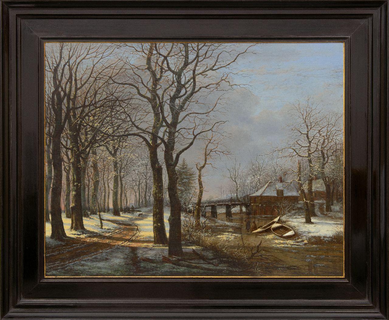 Westenberg G.P.  | George Pieter Westenberg | Schilderijen te koop aangeboden | Besneeuwd landschap met bomenlaan, olieverf op doek 63,8 x 80,8 cm, gesigneerd rechtsonder en gedateerd 1821
