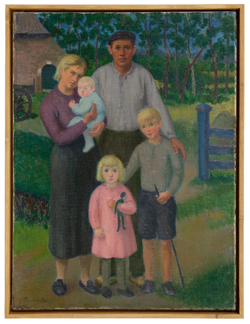 Franken J.H.  | Joannes Henricus 'Jan' Franken | Schilderijen te koop aangeboden | Boerenfamilie, olieverf op doek 60,3 x 45,4 cm, gesigneerd linksonder