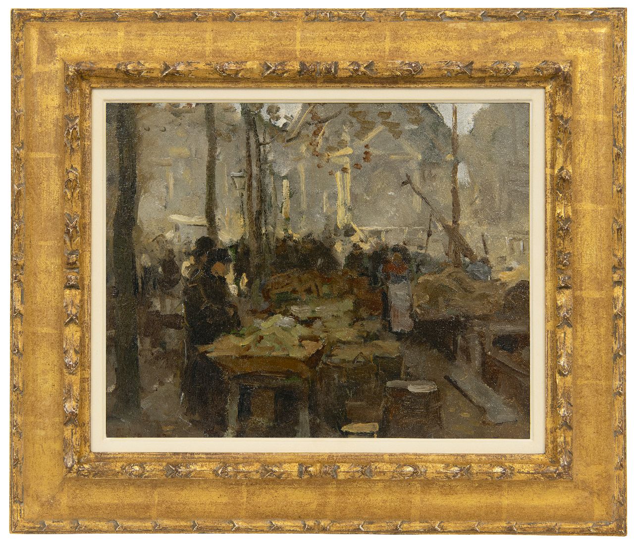 Tholen W.B.  | Willem Bastiaan Tholen | Schilderijen te koop aangeboden | Markt op de kade, olieverf op paneel 29,1 x 35,9 cm, gesigneerd linksonder en gedateerd '83