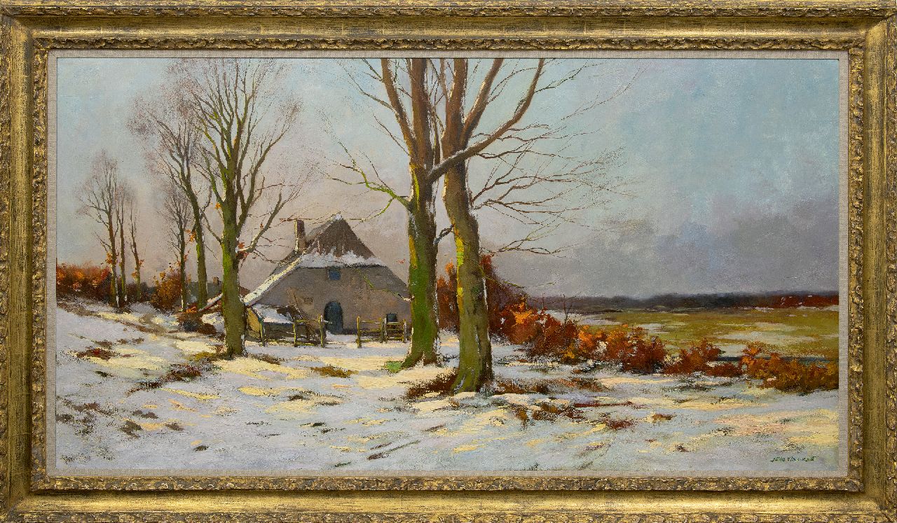 Münninghoff X.A.F.L.  | 'Xeno' Augustus Franciscus Ludovicus Münninghoff | Schilderijen te koop aangeboden | Gelderse boerderij in de sneeuw, olieverf op doek 80,4 x 151,1 cm, gesigneerd rechtsonder