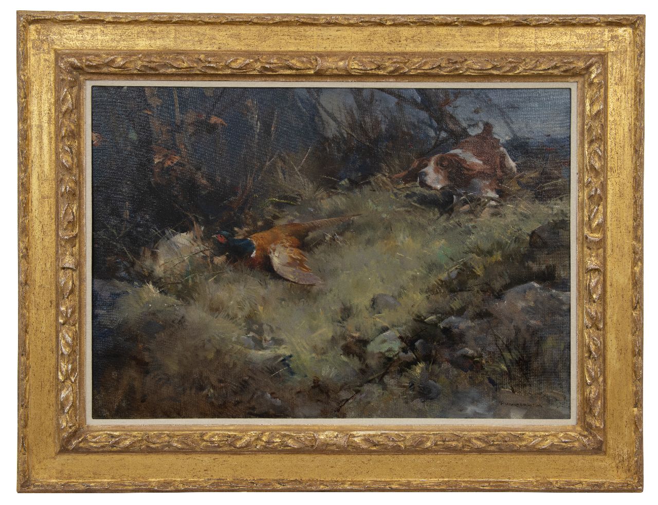 Hem P. van der | Pieter 'Piet' van der Hem | Schilderijen te koop aangeboden | Fazantenjacht, olieverf op doek 70,2 x 102,0 cm, gesigneerd rechtsonder