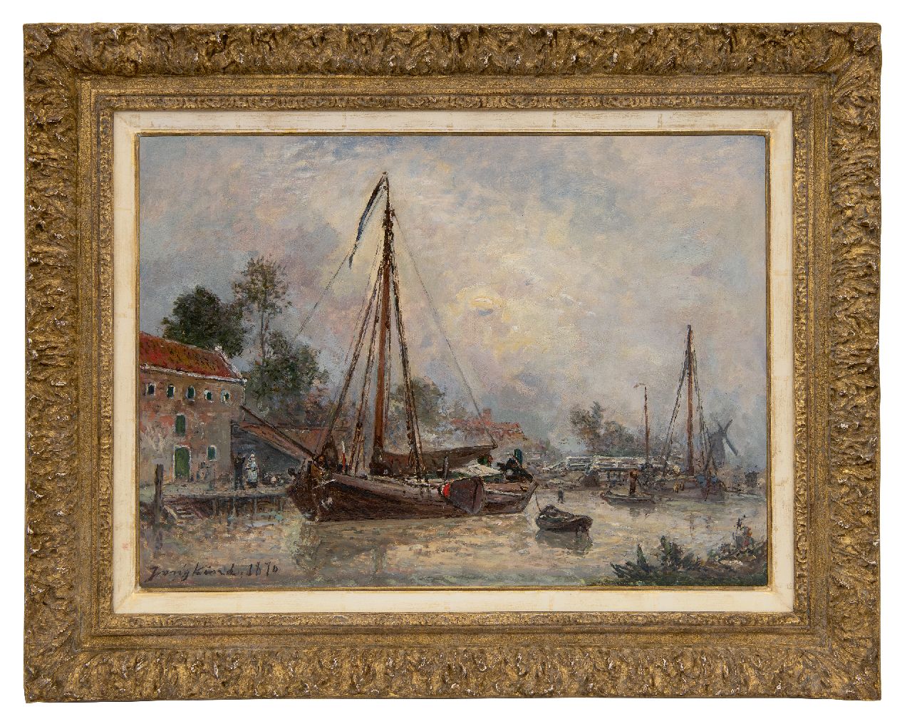 Jongkind J.B.  | Johan Barthold Jongkind, Environs de Dordrecht, olieverf op doek 33,5 x 46,4 cm, gesigneerd linksonder en gedateerd 1870
