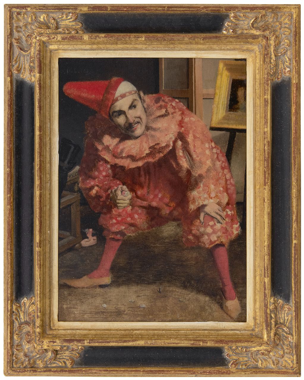 Evrard H.  | Henri Evrard | Schilderijen te koop aangeboden | Pierrot, olieverf op paneel 35,8 x 26,2 cm, gesigneerd linksboven en gedateerd '85