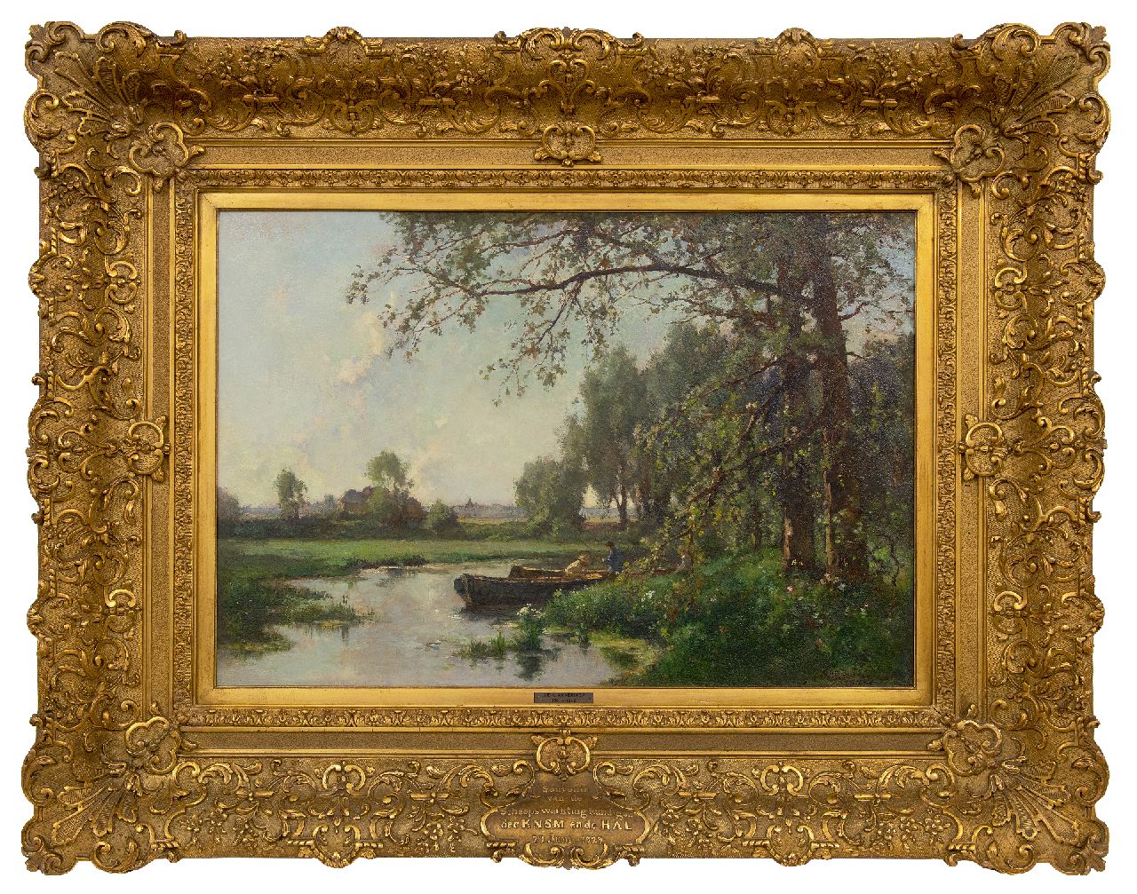 Akkeringa J.E.H.  | 'Johannes Evert' Hendrik Akkeringa | Schilderijen te koop aangeboden | Landschap met twee vissers in een bootje, olieverf op doek 46,4 x 67,4 cm, gesigneerd rechtsonder