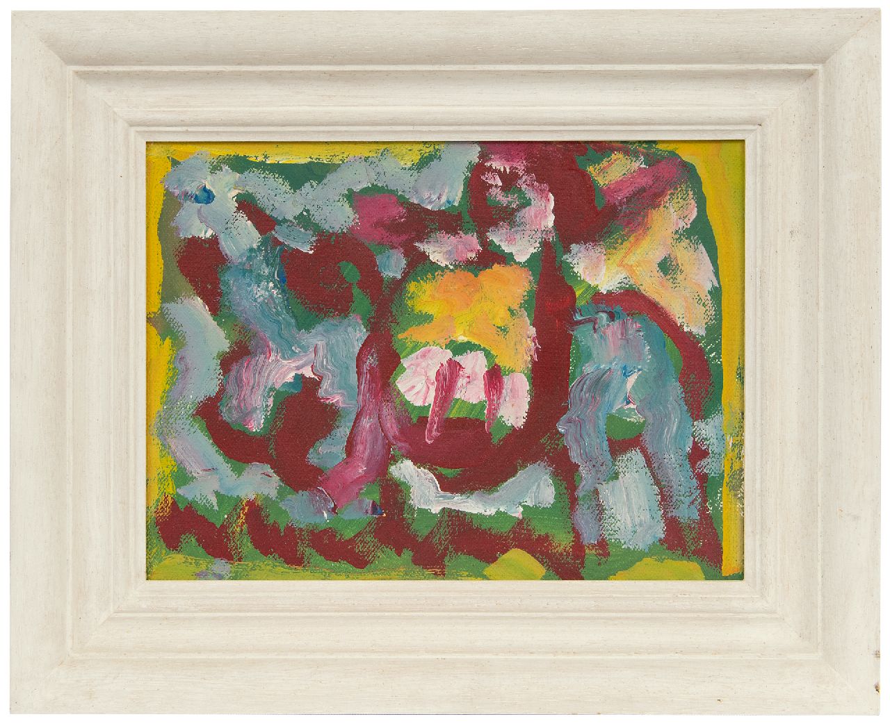 Heyboer A.  | Anton Heyboer | Schilderijen te koop aangeboden | Kleurrijke compositie, olieverf op doek 18,9 x 24,0 cm, gesigneerd verso