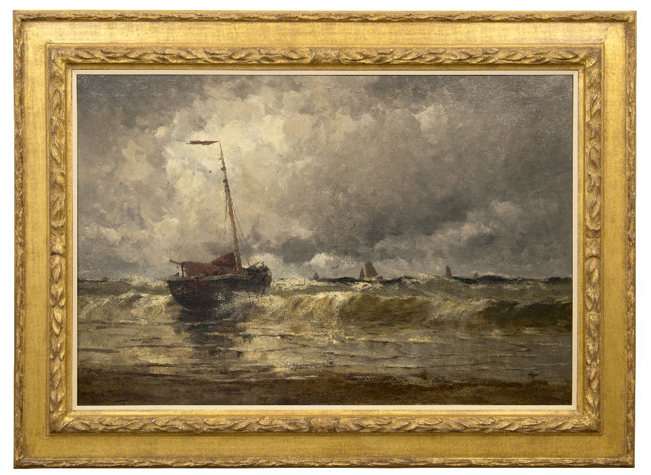 Schütz W.J.  | Willem Johannes Schütz | Schilderijen te koop aangeboden | Aan het strand, olieverf op doek 80,5 x 120,4 cm, gesigneerd linksonder en gedateerd 1880