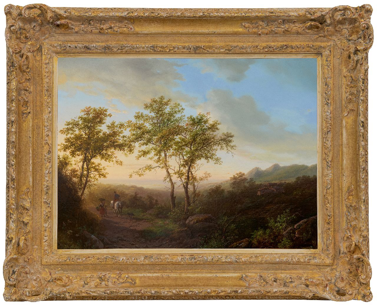 Bodeman W.  | Willem Bodeman | Schilderijen te koop aangeboden | Heuvelachtig landschap bij avondschemering, olieverf op paneel 38,6 x 52,0 cm, gesigneerd rechtsonder en gedateerd 1842