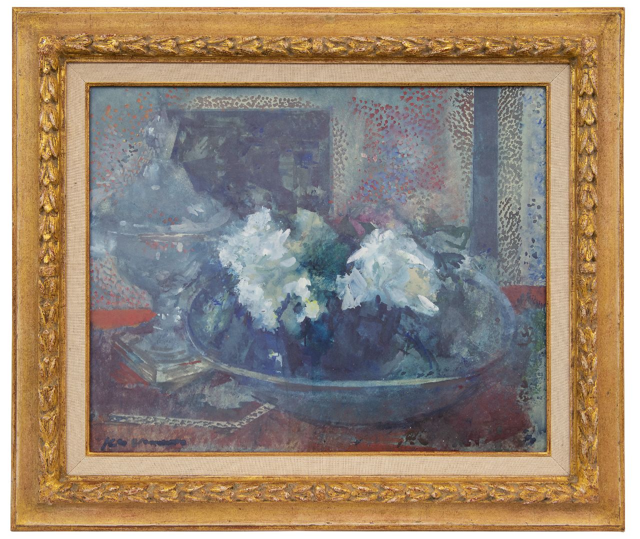Verwey K.  | Kees Verwey | Aquarellen en tekeningen te koop aangeboden | Stilleven met bloemen, aquarel op papier 45,4 x 56,8 cm, gesigneerd linksonder en te dateren ca. 1970