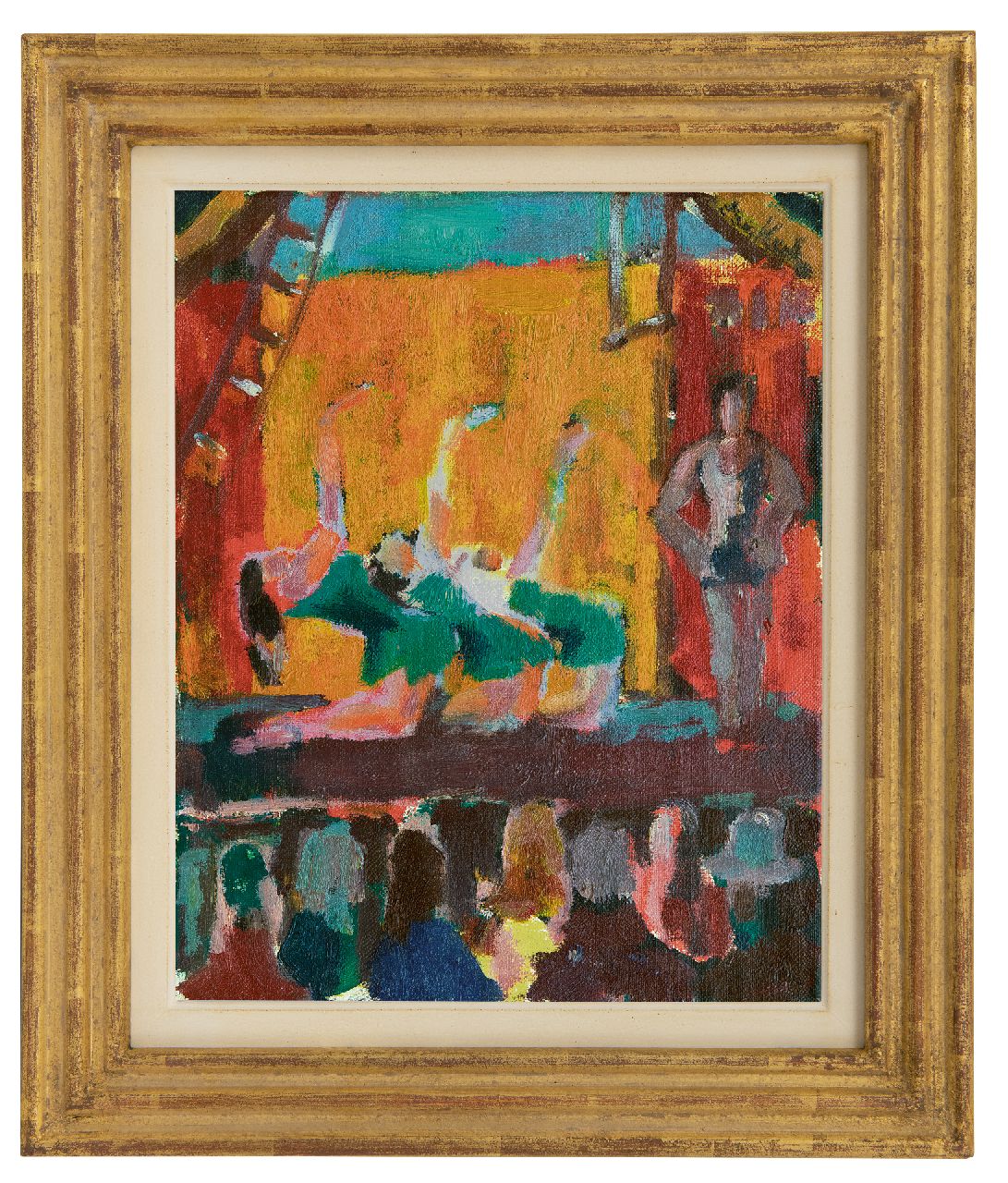 Kuhr J.L.G.  | Johannes Loduvicus Gerardus 'Jan' Kuhr, Revuedanseressen, olieverf op doek 30,0 x 24,1 cm, gesigneerd rechtsboven