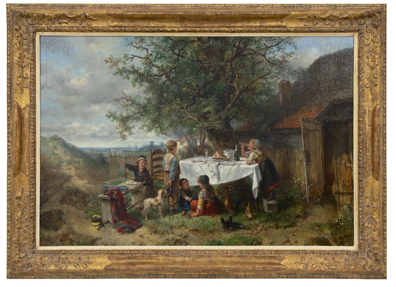 Kate J.M.H. ten | Johan 'Mari' Henri ten Kate | Schilderijen te koop aangeboden | Een onverwachte picknick, olieverf op doek 60,5 x 90,5 cm, gesigneerd linksonder