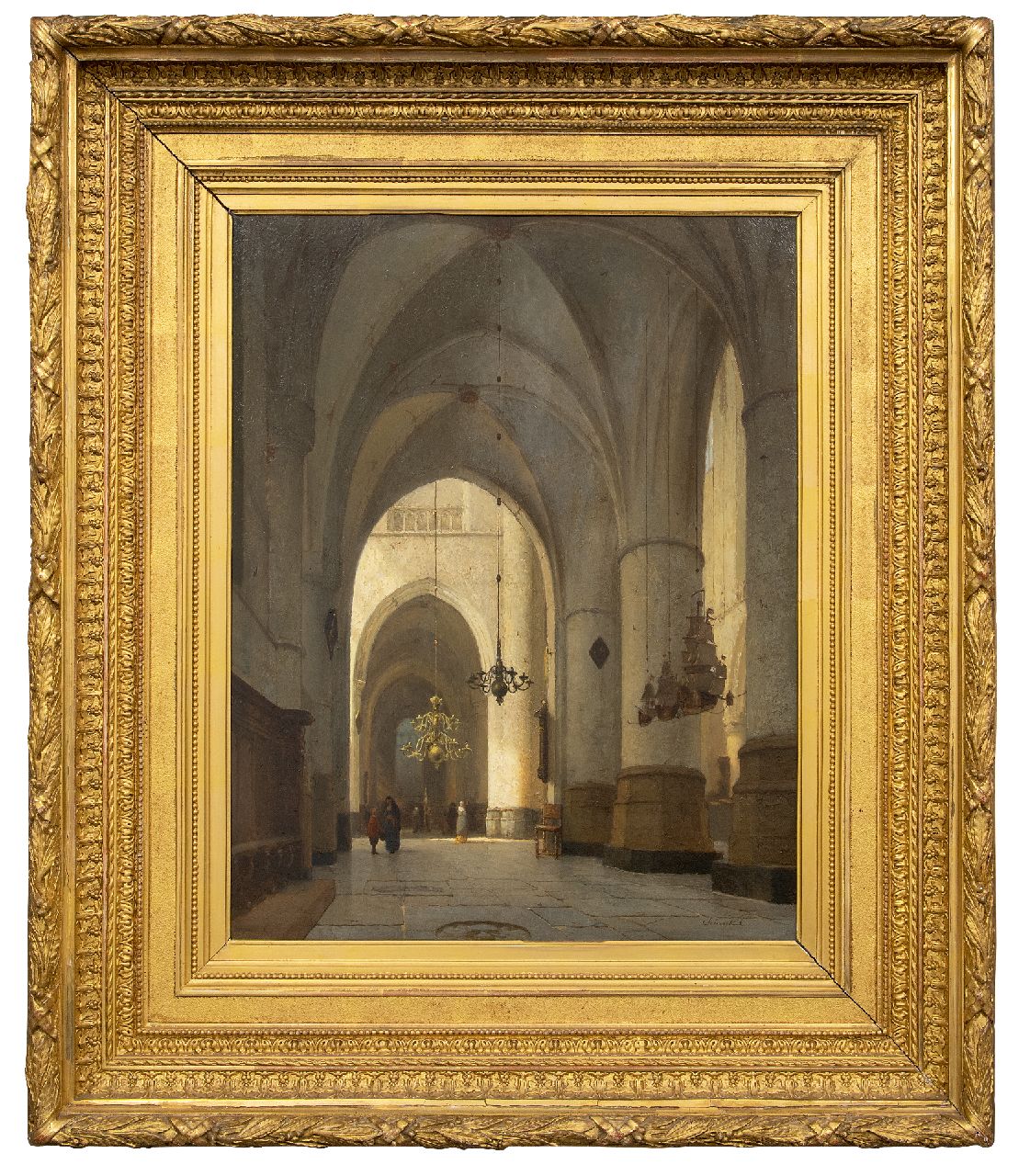 Schenkel J.J.  | Jan Jacob Schenkel | Schilderijen te koop aangeboden | Interieur van de St. Bavokerk, Haarlem, olieverf op paneel 59,9 x 46,1 cm, gesigneerd rechtsonder