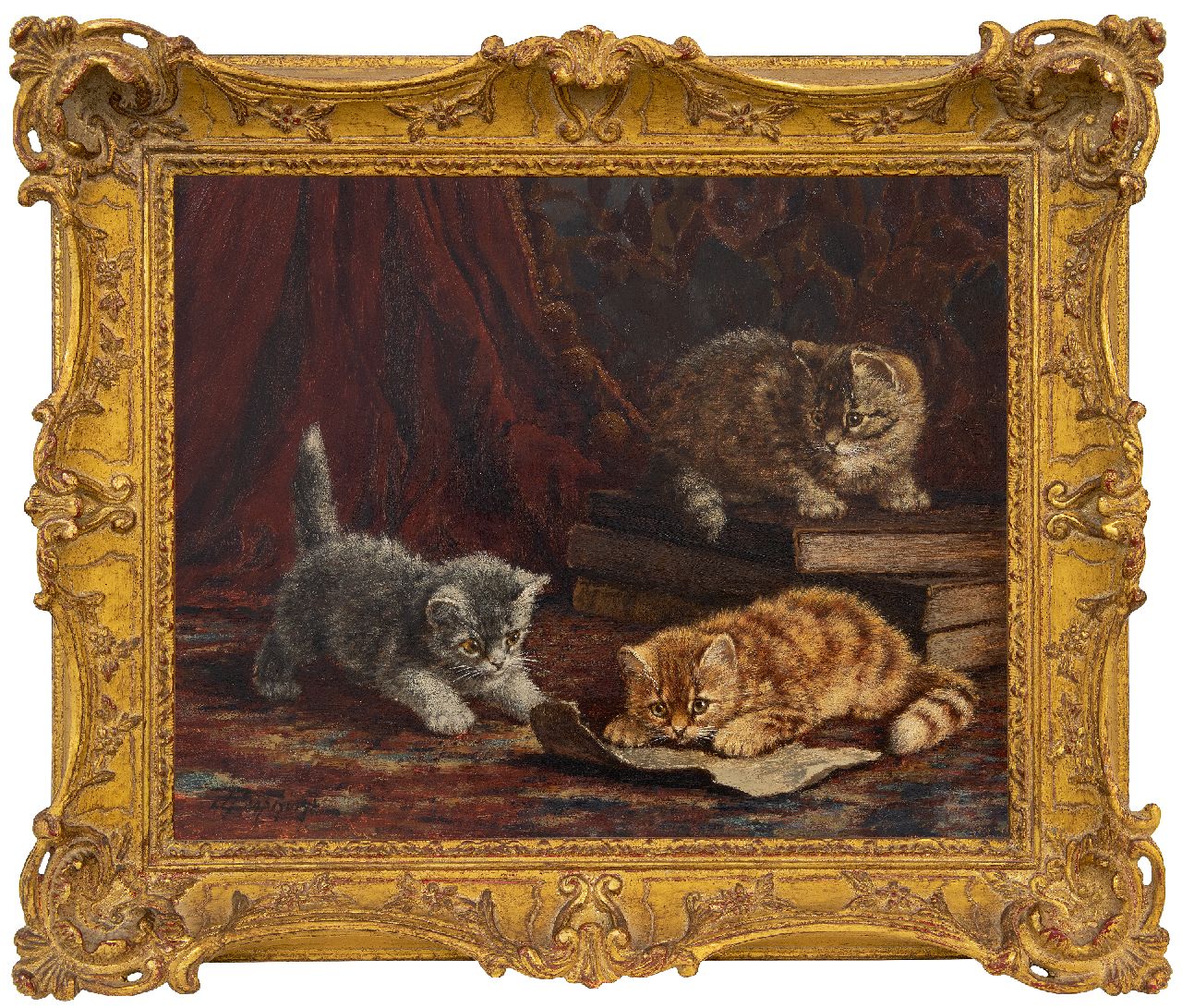 Raaphorst C.  | Cornelis Raaphorst | Schilderijen te koop aangeboden | Drie spelende katjes, olieverf op doek 40,3 x 50,2 cm, gesigneerd linksonder
