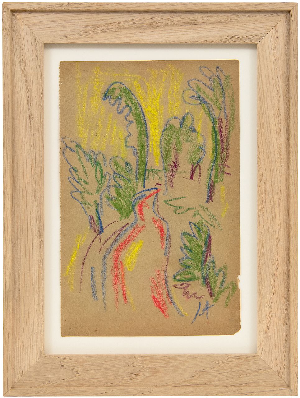 Altink J.  | Jan Altink | Aquarellen en tekeningen te koop aangeboden | Landschap met rode weg, krijt op papier 17,4 x 11,3 cm, gesigneerd rechtsonder met initialen