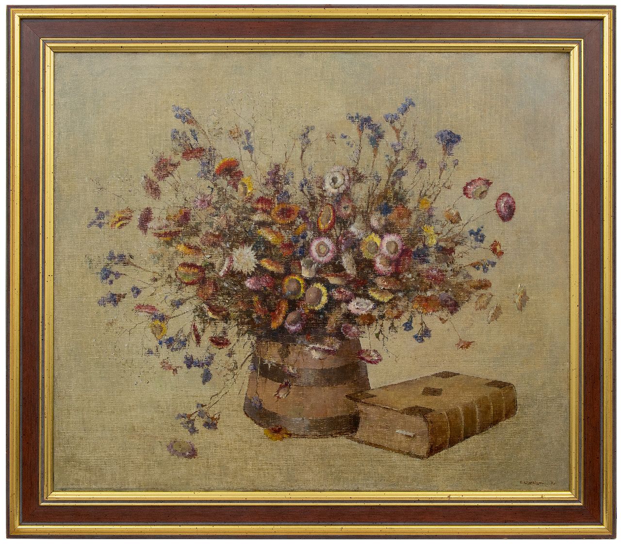 Ligtelijn E.J.  | Evert Jan Ligtelijn | Schilderijen te koop aangeboden | Stilleven met droogbloemen, olieverf op doek 75,0 x 88,0 cm, gesigneerd rechtsonder en gedateerd '37