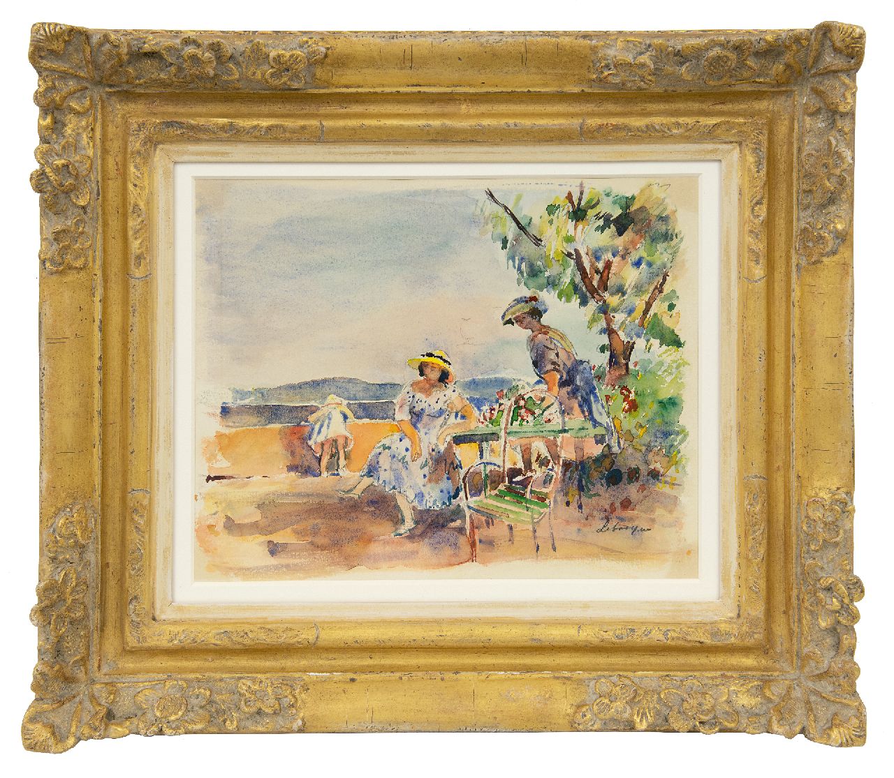 Lebasque H. | Joseph 'Henri' Baptiste Lebasque, Op het terras, aquarel op papier 23,0 x 28,0 cm, gesigneerd rechtsonder Lebasque H. | Joseph 'Henri' Baptiste Lebasque, Op het terras, aquarel op papier 23,0 x 28,0 cm, gesigneerd rechtsonder