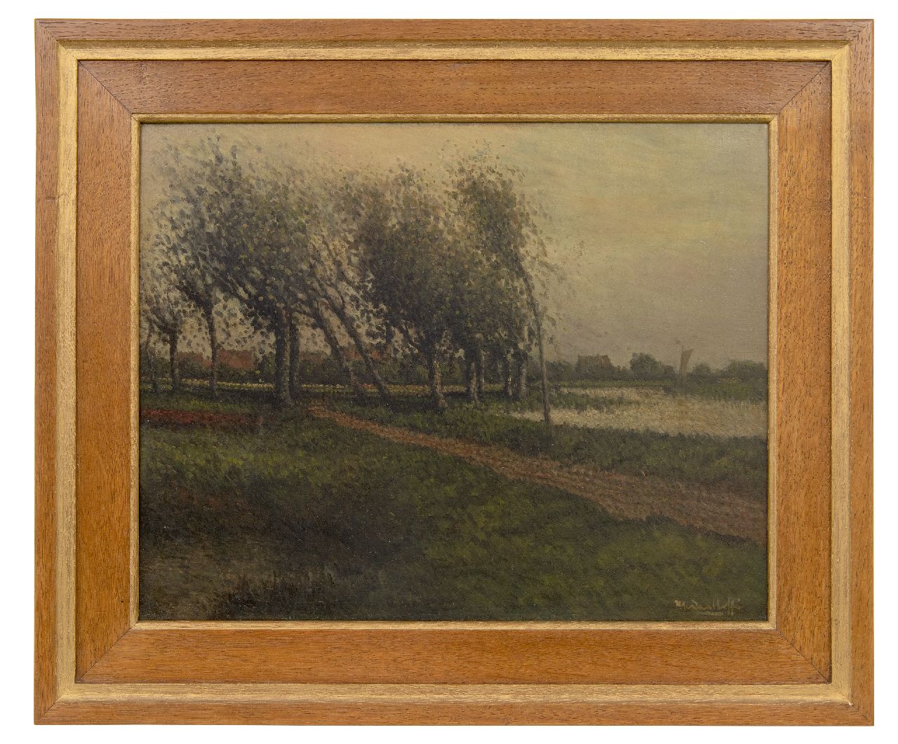 Daalhoff H.A. van | Hermanus Antonius 'Henri' van Daalhoff | Schilderijen te koop aangeboden | Pad langs de rivier, olieverf op paneel 32,0 x 40,4 cm, gesigneerd rechtsonder