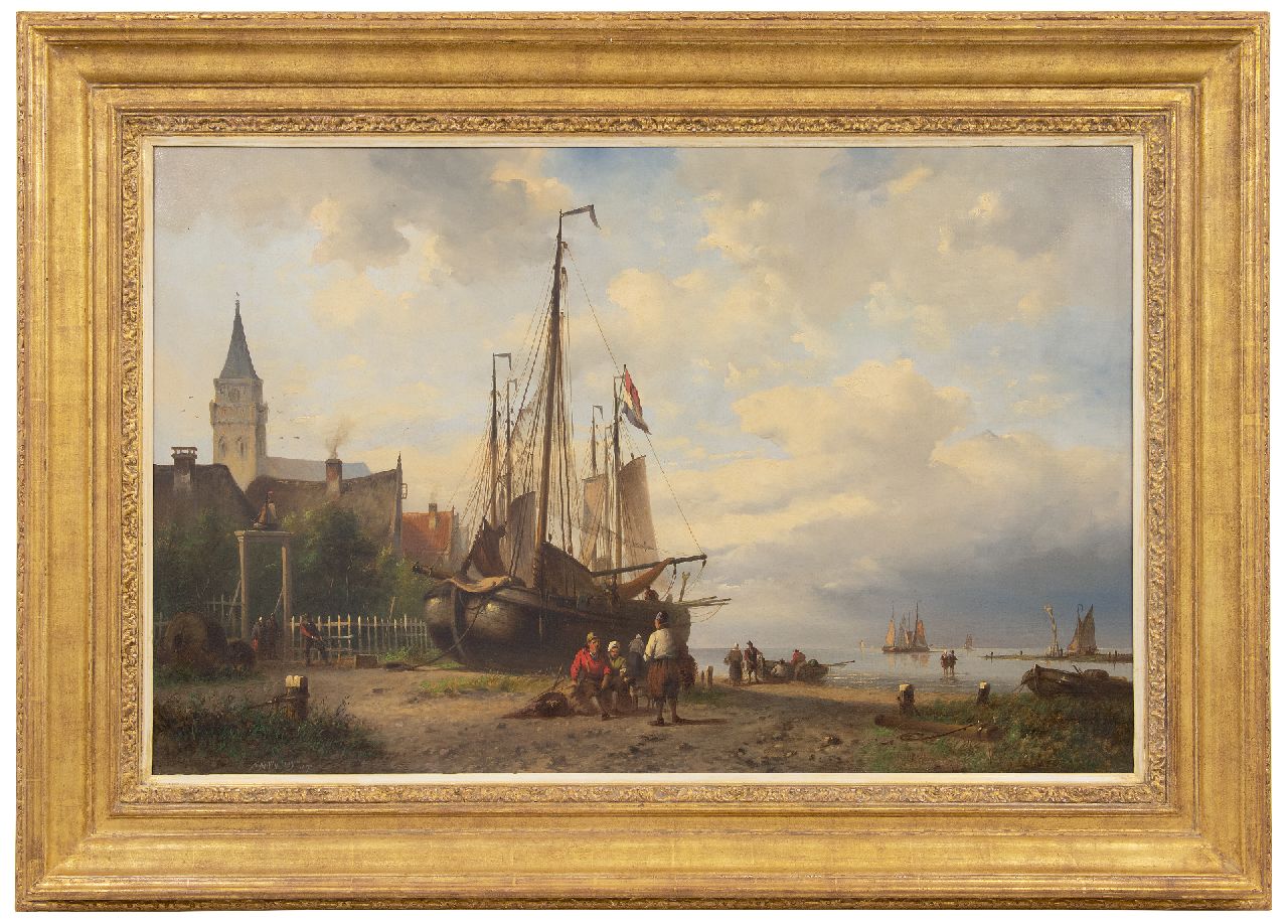 Wijdoogen N.M.  | Nicolaas Martinus Wijdoogen, Vissersdorp bij het strand, olieverf op doek 62,5 x 96,5 cm, gesigneerd linksonder en gedateerd 1891