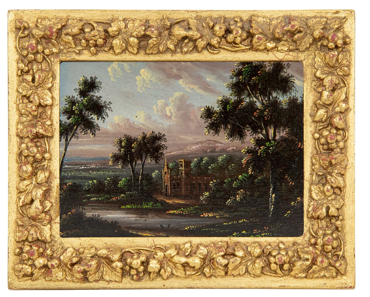 Italiaanse School, 18e eeuw   | Italiaanse School, 18e eeuw | Schilderijen te koop aangeboden | Italianiserend landschap, olieverf op koper 7,0 x 9,0 cm