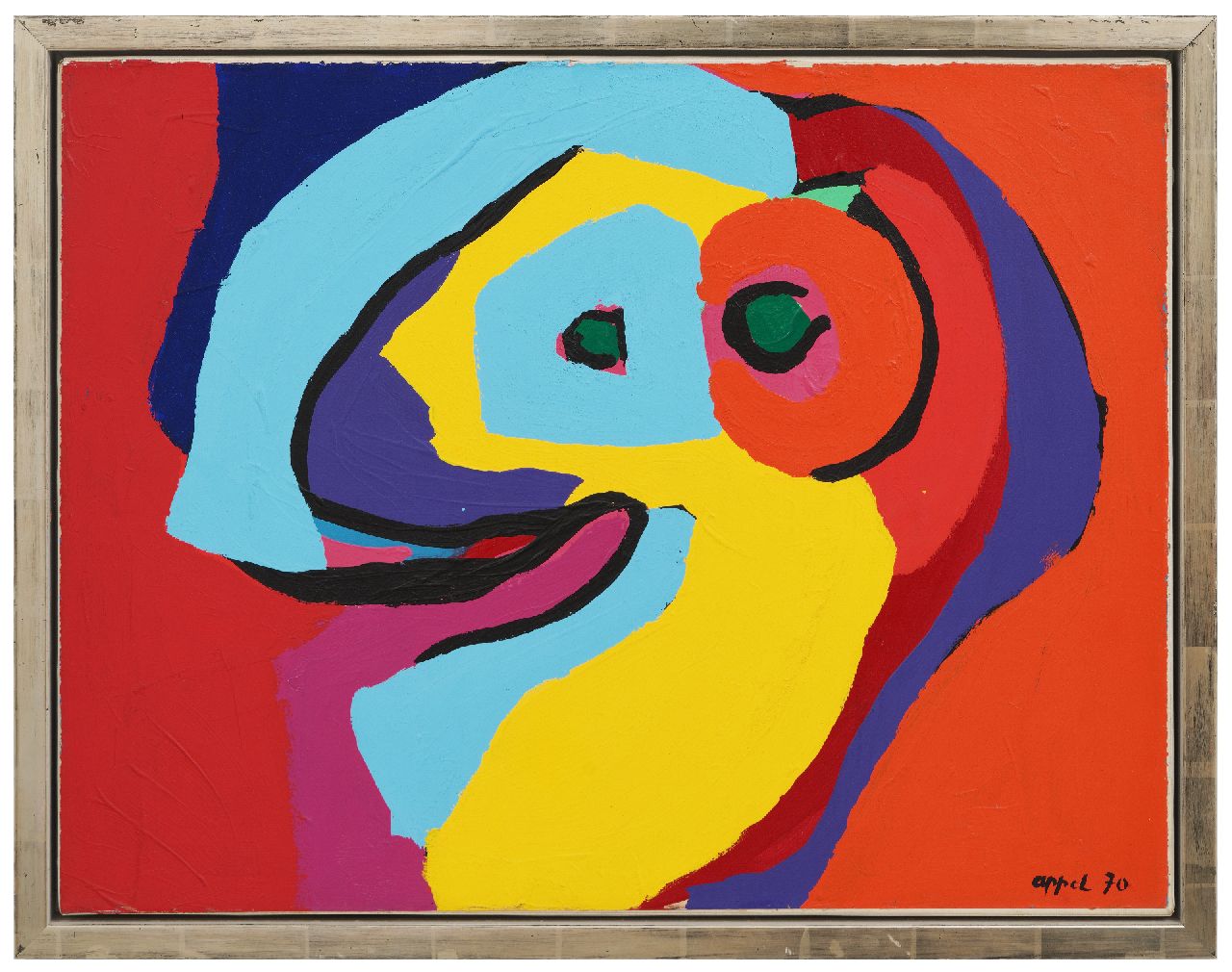 Appel C.K.  | Christiaan 'Karel' Appel | Schilderijen te koop aangeboden | Gezicht, acryl op papier op doek 51,5 x 67,5 cm, gesigneerd rechtsonder en gedateerd 1970