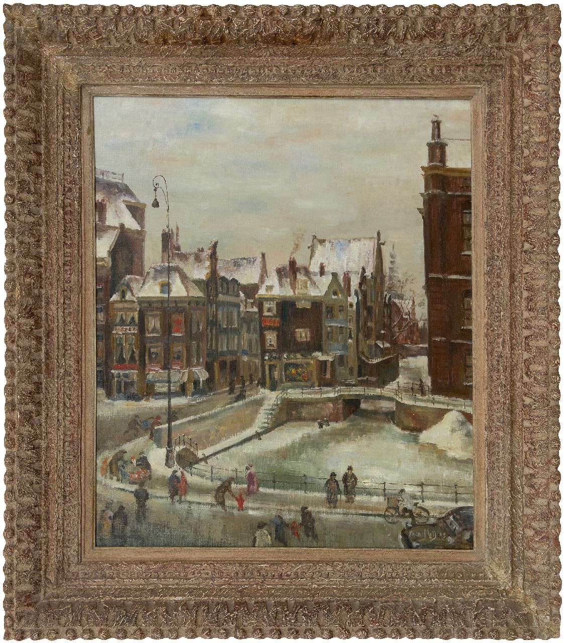 Meijers F.  | Frans Meijers | Schilderijen te koop aangeboden | Gezicht op het Rokin in Amsterdam vanuit Arti, olieverf op doek 70,1 x 60,1 cm, gesigneerd rechtsonder