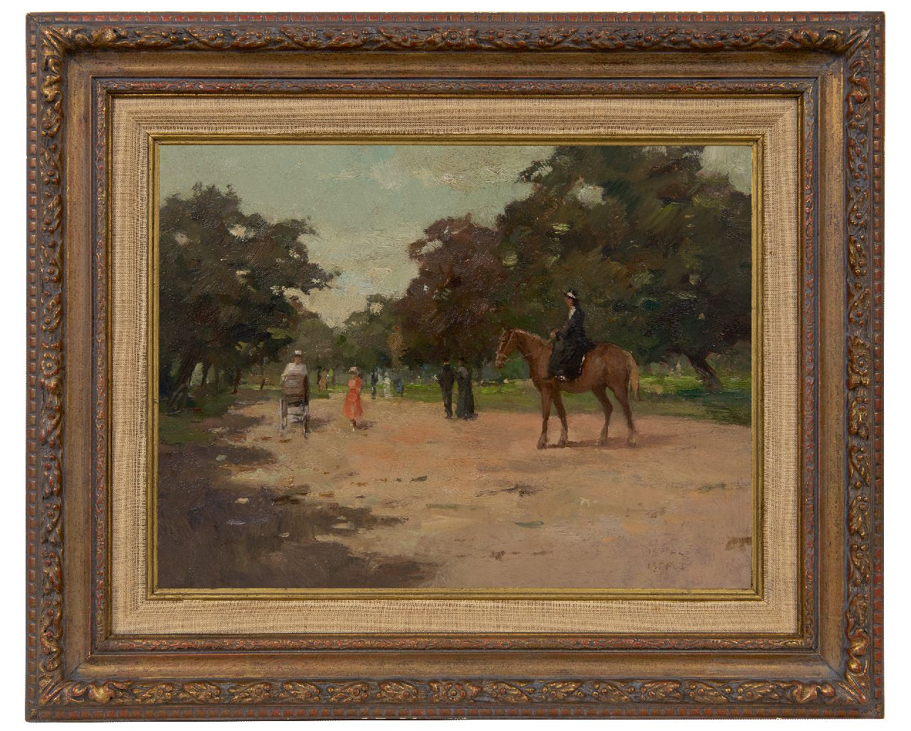Ligtelijn E.J.  | Evert Jan Ligtelijn | Schilderijen te koop aangeboden | Zomerse dag in het park, olieverf op paneel 28,2 x 37,6 cm
