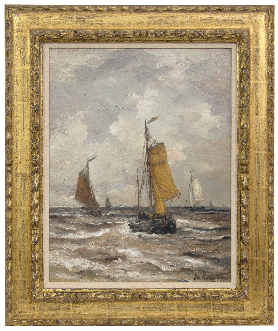 Mesdag H.W.  | Hendrik Willem Mesdag | Schilderijen te koop aangeboden | Terugkerende bomschuiten, olieverf op doek 50,7 x 40,0 cm, gesigneerd rechtsonder en gedateerd 190(..)