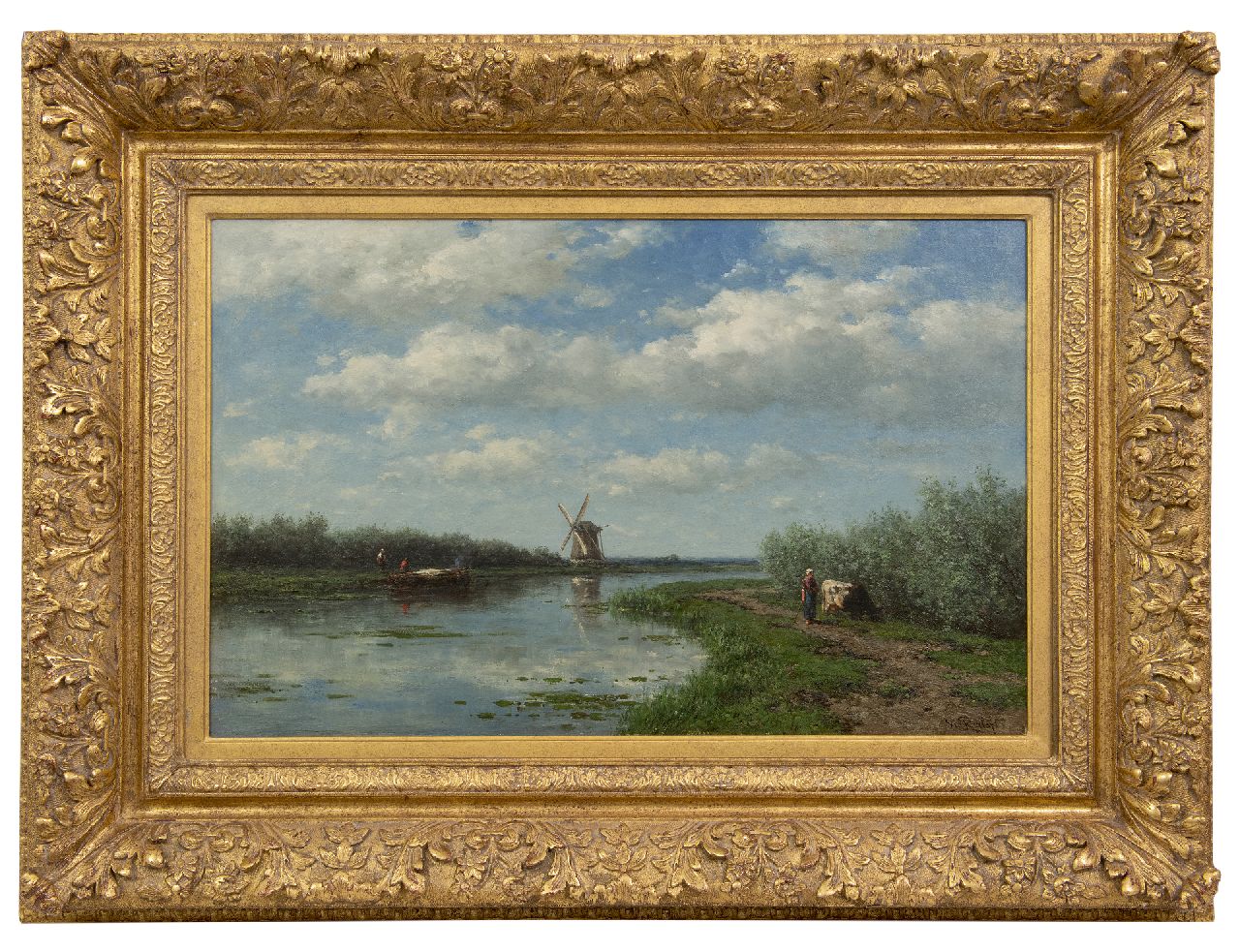 Roelofs W.  | Willem Roelofs | Schilderijen te koop aangeboden | Molen 't Hoog- en Groenland aan de Angstel bij Baambrugge, olieverf op doek 46,9 x 72,9 cm, gesigneerd rechtsonder