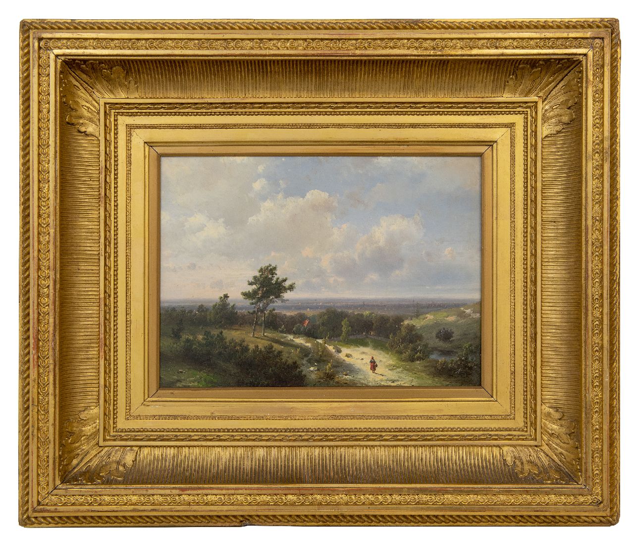 Kluyver P.L.F.  | 'Pieter' Lodewijk Francisco Kluyver | Schilderijen te koop aangeboden | Panoramisch zomerlandschap, olieverf op paneel 25,4 x 34,3 cm, gesigneerd rechtsonder