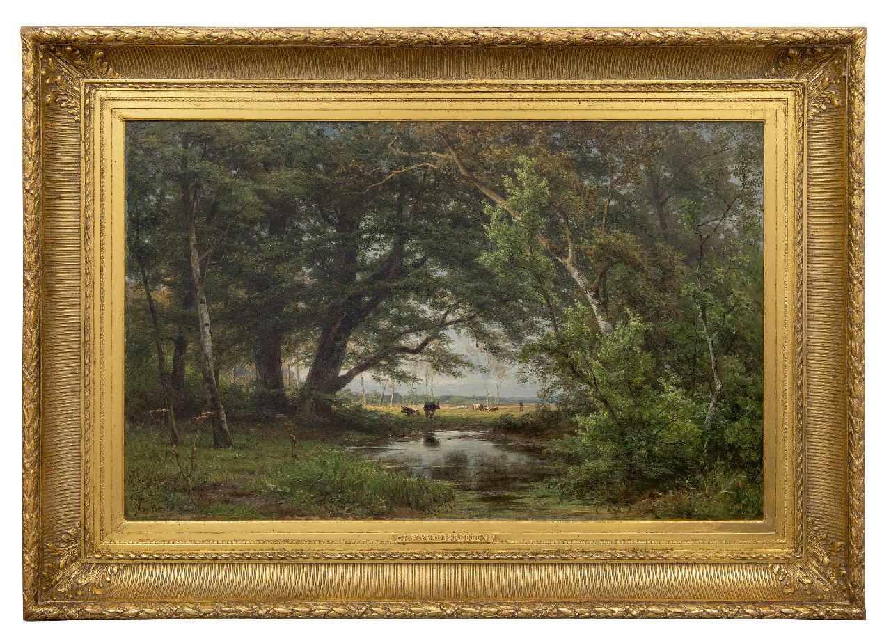 Borselen J.W. van | Jan Willem van Borselen | Schilderijen te koop aangeboden | Doorkijkje in het bos, olieverf op doek 76,0 x 120,0 cm, gesigneerd linksonder