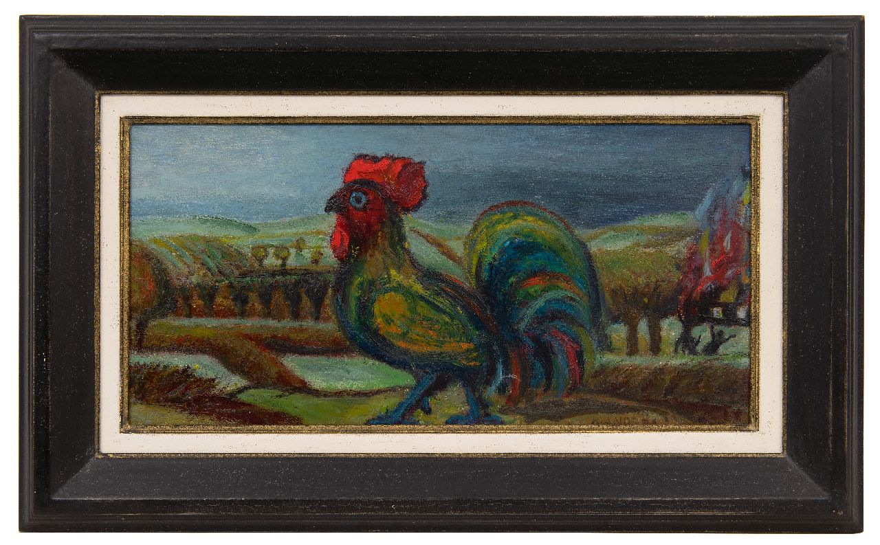Andréa C.  | Cornelis 'Kees' Andréa | Schilderijen te koop aangeboden | Haan, olieverf op paneel 20,0 x 40,0 cm, gesigneerd rechtsonder
