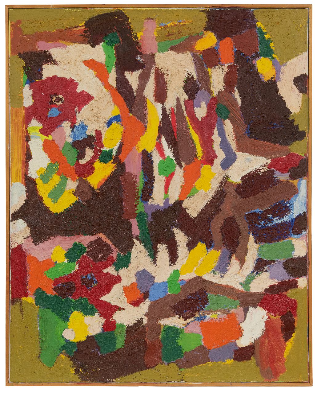 Hunziker F.  | Frieda Hunziker, Compositie, olieverf op doek 100,0 x 80,0 cm, gesigneerd op spieraam en te dateren 1960