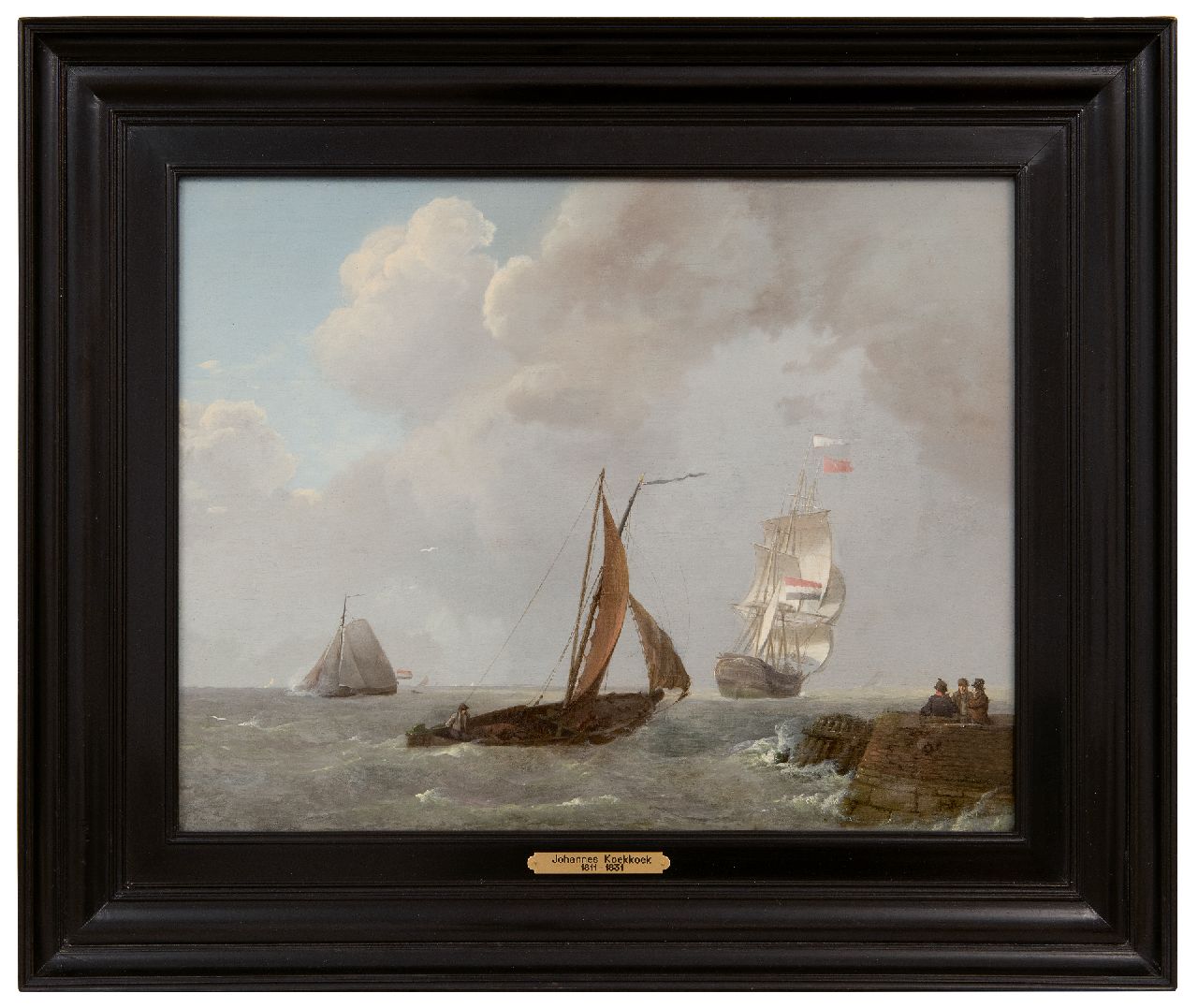 Koekkoek J.  | Johannes Koekkoek | Schilderijen te koop aangeboden | Laverende zeilschepen in de Zeeuwse wateren, olieverf op paneel 30,0 x 38,9 cm, gesigneerd rechtsonder en gedateerd 1829